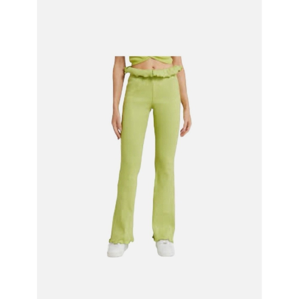 SAMMY B  Kenny Slim Fit Flared Ribbed Jersey Pants‎ in Green  NWOT Size L